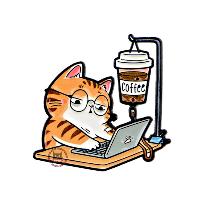 Значок Котик-бухгалтер
